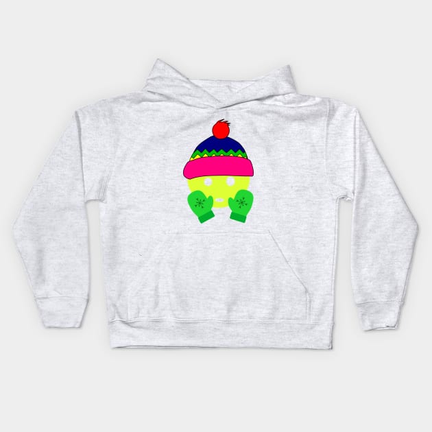 Cute Pickleball Christmas Kids Hoodie by Little Duck Designs